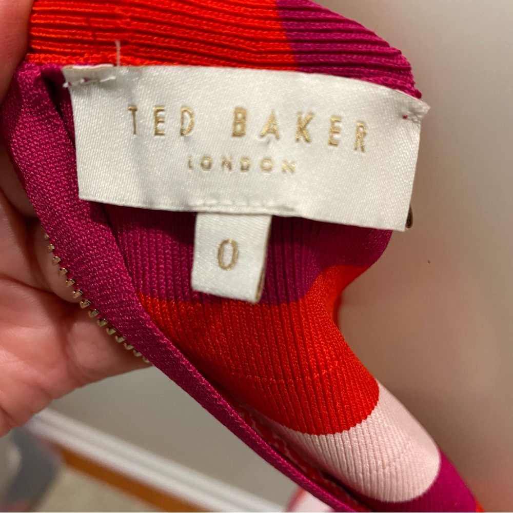 TED BAKER Hadliy Metropolis Skater Dress pink red bandage NWOT size 0 - Picture 7 of 13
